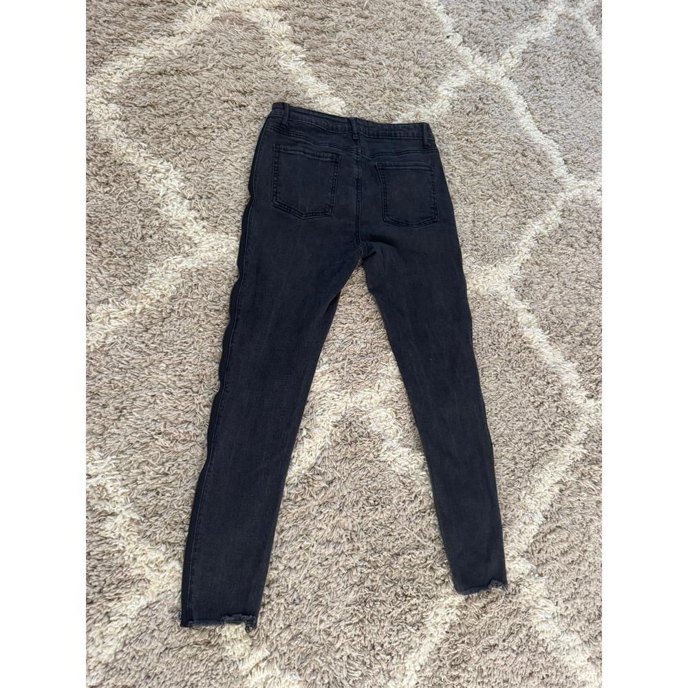 Adam Levine Womens Skinny Jeans Black Side Zipper Raw Hem Size 7 Edgy Denim - Picture 3 of 8